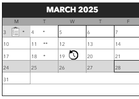 District School Academic Calendar for Llewellyn Elementary School for March 2025