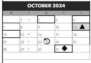 District School Academic Calendar for James John Elementary School for October 2024