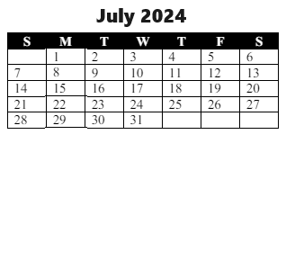 District School Academic Calendar for Bel Air Elementary for July 2024