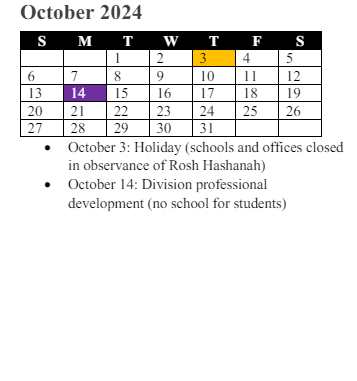 District School Academic Calendar for Swans Creek Elementary for October 2024