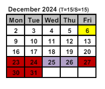 District School Academic Calendar for School 28-henry  Hudson for December 2024