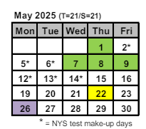 District School Academic Calendar for School 28-henry  Hudson for May 2025