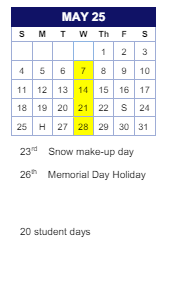 District School Academic Calendar for Mason for May 2025