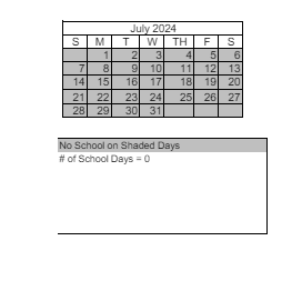 District School Academic Calendar for Ted Hunsberger Elementary School for July 2024